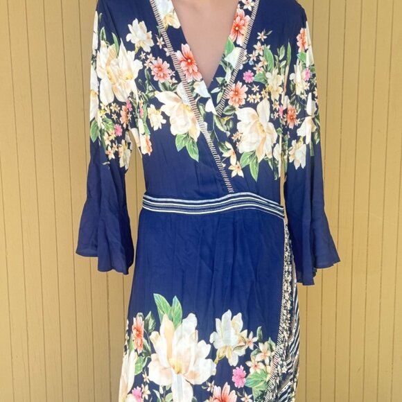 Farm Rio Midnight Flower Wrap Maxi Dress XL - Picture 6 of 14